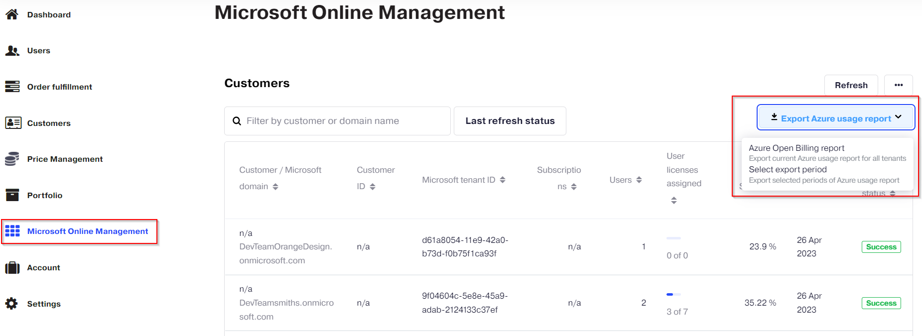 Downloading Azure NCE Reports